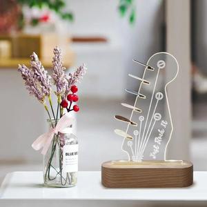 Light up Guitar Pick <b>Holder</b> LED Headstock Shaped Wooden Acrylic <b>Holder</b> USB Powered for Guitar Pick Storage Guitar Accessories - Product Image 5