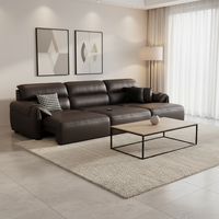 Ensemble de canapés modulaires électriques en cuir inclinables avec chaise longue en forme de L pour salon domestique