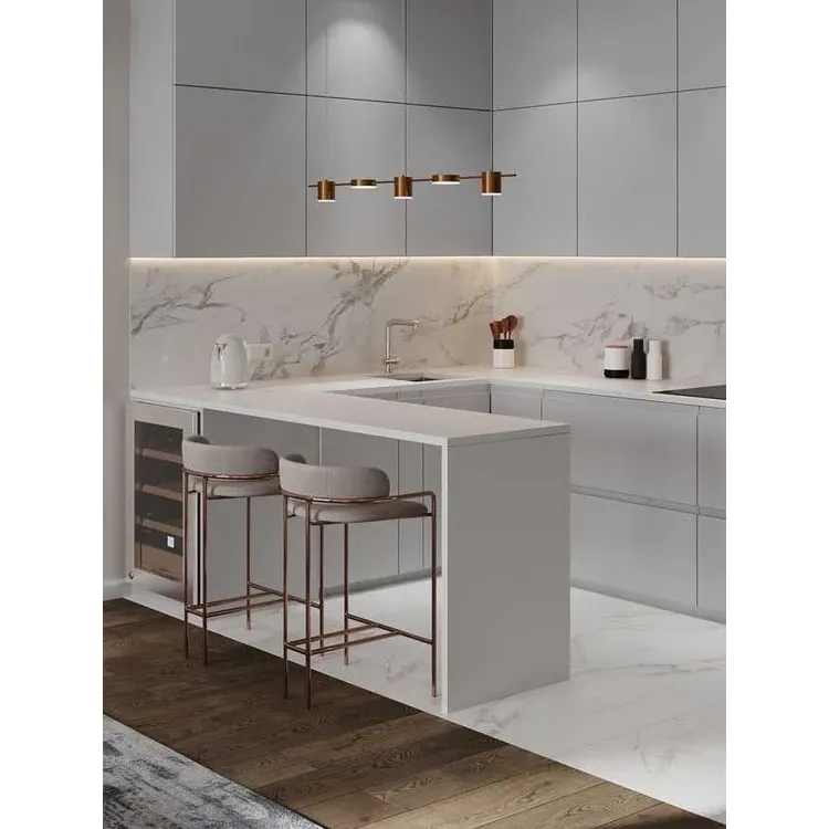 Bancone personalizzato da cucina in marmo al quarzo solido mobile da cucina