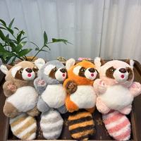 Porte-clés en peluche Panda Rouge avec chaîne de perles, 15 cm, animal en peluche doux, rembourrage en coton PP, forme 3D, boucle dorée, fabriqué en Guangdong, pour enfants et filles