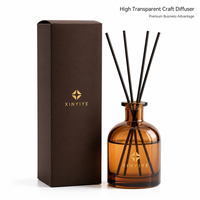 Bouteille diffuseur de parfum en verre transparent ambré rond avec logo personnalisé, vide, 50 ml, 100 ml, 150 ml, 250 ml, 500 ml, récipient d'aromathérapie