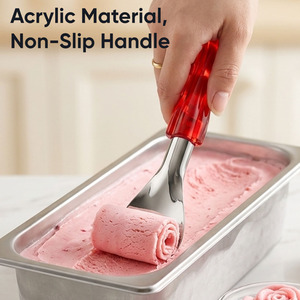 Cuchara para Helado de Acero Inoxidable con Mango Azul, Rojo y Blanco, Herramienta de Cocina Manual Resistente para Servir Postres - Product Image 3