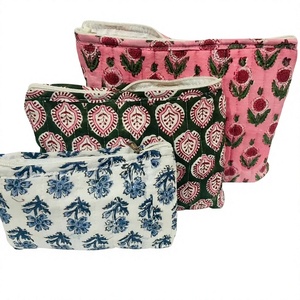 Large Zipper Cotton <b>makeup</b> bag |Bridesmaid Gift | Vintage Floral Women's Toiletry Pouch | Travel Packs Handmade Cosmetic Bags - Product Image 1