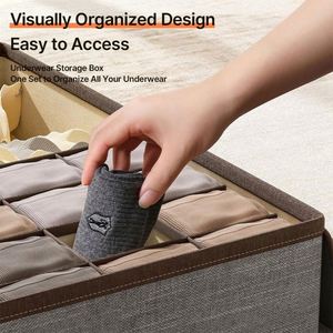 Organisateur de tiroir 3-en-1 avec couvercle, boîte de rangement pliable et empilable pour sous-vêtements et chaussettes, idéal pour armoire - Product Image 3