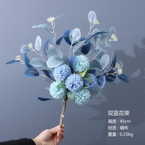 All'ingrosso decorazione per la casa eucalipto foglie di crisantemo fiori artificiali per la decorazione di nozze <span class=keywords><strong>Bouquet</strong></span> di fiori da sposa - Product Image 3