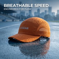 Casquette de course 5 panneaux orange brûlé 4UGEAR avec imprimé, maille alvéolée, cordon élastique, visière incurvée respirante, pour homme et femme, idéale pour l'extérieur