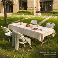 Mesa Plegable de Plástico HDPE Blanca Resistente al Agua para Exteriores, Ideal para Eventos Comerciales, Fiestas y Bodas