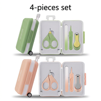 Kit de manucure ergonomique pour nouveau-né en plastique anti-éclaboussures, vert et rose, avec coupe-ongles lumineux anti-pincement et loupe pour le soin des oreilles