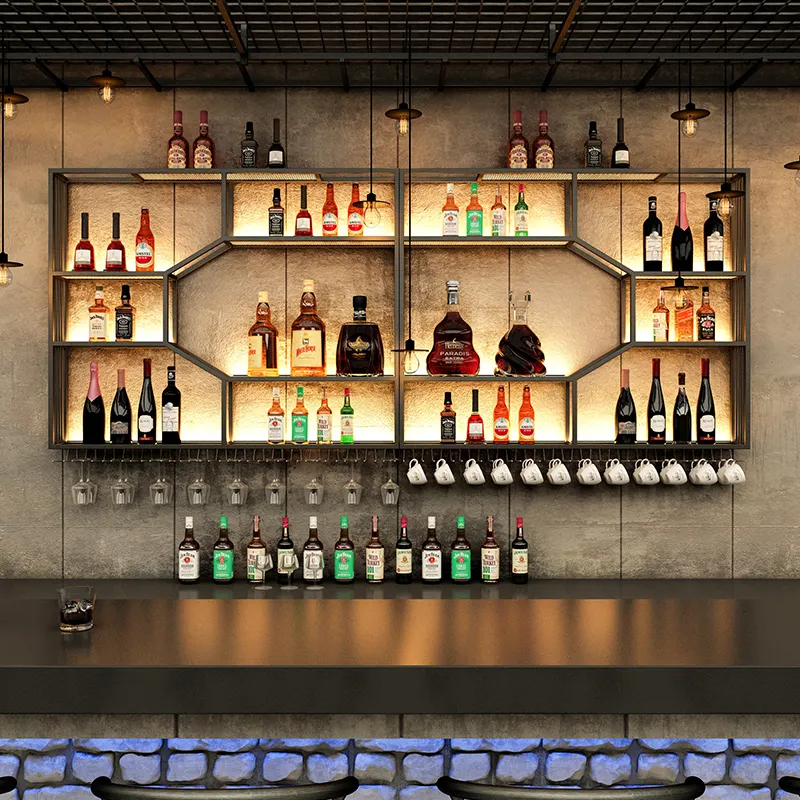 Portabottiglie Da Parete Moderno In Metallo - Espositore Per Vini Con Scaffali In Vetro, 120 Cm - Foto 3