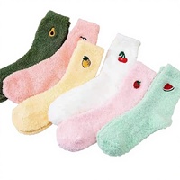 Dames winter sokken pantoffels van dikke, zachte, warme koraal fleece, jacquard geweven