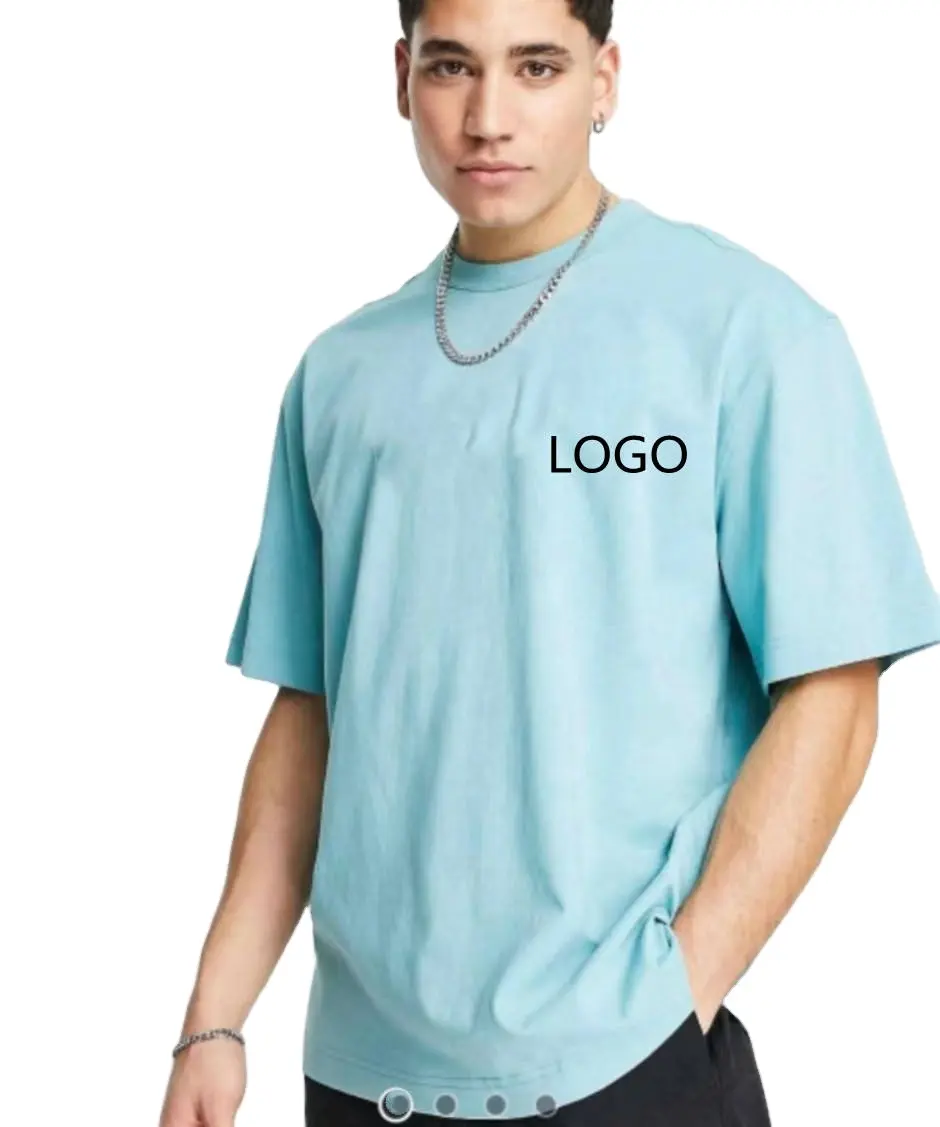 Streetwear ड्रॉप कंधे बड़े आकार के टी शर्ट कस्टम कशीदाकारी लोगो कार्बनिक कपास टी शर्ट सादे हैवीवेट टी शर्ट