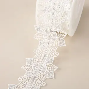 High quality Wholesale 5 Cm Width Decorative Lace Embroidery Water Soluble Lace For Wedding Skirt Dress Accessories