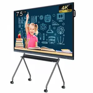 75 Inch Uhd 4K Interageren Whiteboard Android Window Dual System Smart Board Interactief Plat Paneel Voor Klassikaal Onderwijs