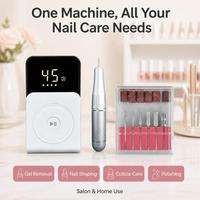 Kit de perceuse à ongles électrique portable 26,64 W, machine à manucure sans fil, batterie 1800 mAh, pour ongles en acrylique, gel et dépose de vernis