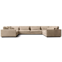 Ensemble de meubles de salon en bois intemporel, canapé sectionnel Lugano, canapé moderne en cuir artisanal durable pour hôtel, villa