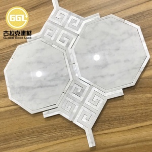 Carrara bằng đá cẩm thạch trắng bằng tia nước đá cẩm thạch khảm vỏ Inlay cho tường trang trí nội thất - Product Image 2
