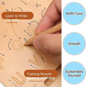 แผ่นฝึกเขียนตัวอักษรสองด้าน PUSELIFE ของเล่นเด็กแบบมอนเตสซอรี่ ทำจากไม้บีช สำหรับเด็กอายุ 3 ปีขึ้นไป - Product Image 4