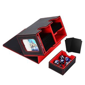 PU Leather Waterproof Abrasion-Resistant Windowed Card Box Large Capacity 160+ for TCG Card <b>Holder</b> Display Commander - Product Image 1