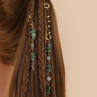 Pendentif en pierre naturelle tressée, bijoux pour cheveux en alliage, accessoires pour dreadlocks, breloques pour cheveux prêtes à l'emploi