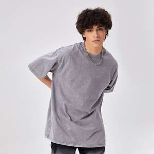 Camiseta de punto para hombre 100% algodón 230G, lavado vintage, tela premium transpirable, anti-bolitas, oversize, manga corta, estilo urbano de verano - Product Image 2