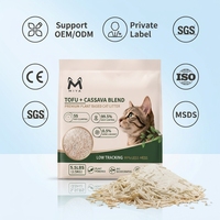 Litière pour chat à base de tofu et d'amidon de manioc à agglomération rapide, biodégradable, écologique, contrôle des odeurs, 2,5 kg, étiquettes privées OEM ODM