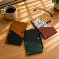 Porte-Comptes en Cuir Riveté Personnalisé Boshiho avec Logo, Bicolore, pour Restaurant, Porte-Menu en Cuir
