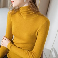 Pull en cachemire à col roulé, coupe ajustée, élégant, en laine, couleur unie, conçu pour le temps froid
