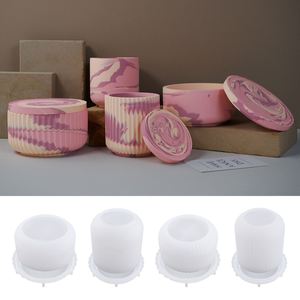 DM776 Style nordique Silicone Vase moule ciment inspiré Pot de fleur pour béton bougie bocaux couvercle Injection plastique coupe inclus - Product Image 1