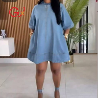 GX89367 Nouvelle Collection Été 2026 – Robe Courte en Jean Ample à Manches Courtes pour Femme, Style Décontracté et Tendance avec Poches – Vêtements Féminins Sexy pour le Streetwear