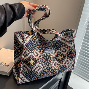 2025 New Arrival quốc gia phong cách thời trang dệt vai <span class=keywords><strong>Canvas</strong></span> <span class=keywords><strong>Tote</strong></span> Túi cho phụ nữ - Product Image 2