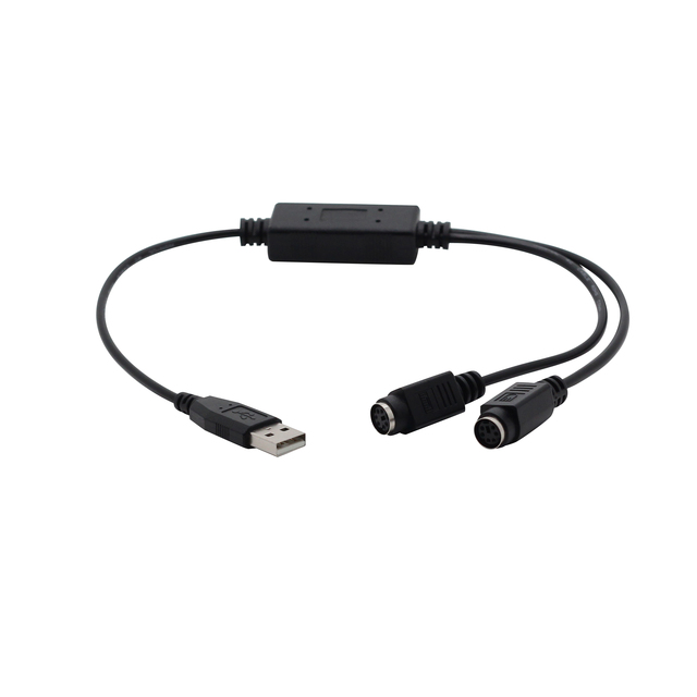 PS/2 to USB Active Adapter for Computer Mouse and Keyboard with PVC Jacket and Foil Shielding