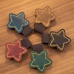 Portable Page Marker Clip Genuine Leather Star Magnetic <b>Bookmark</b> Pen Holder Star-Shaped Magnetic Clip for Planner and Journals - Product Image 4