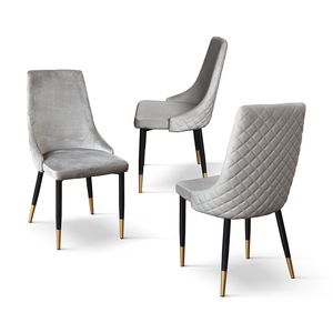 Set di 4 sedie Cinzia in velluto grigio con base in metallo per interni - Product Image 2
