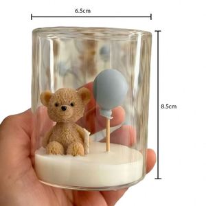 Vela Aromática con Forma de Osito de Peluche y Adorno de Globo Azul, Recuerdo para Fiesta de Cumpleaños - Product Image 3