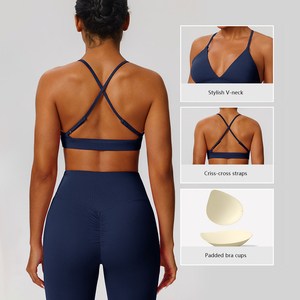 XW-52736 Femmes Vêtements de sport Fabricant Soutien-gorge de sport dos nu col en V Bretelles réglables Course à pied <span class=keywords><strong>Exercice</strong></span> Gym Wear - Product Image 3