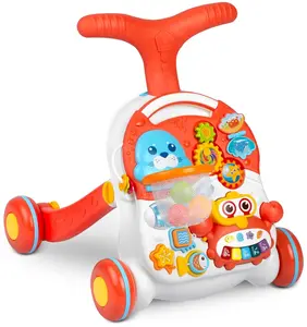 Multifunctional 2 In 1 Infant Game Table Multifunctional Push Car Toddler Activity Toy Musical Baby Walker
