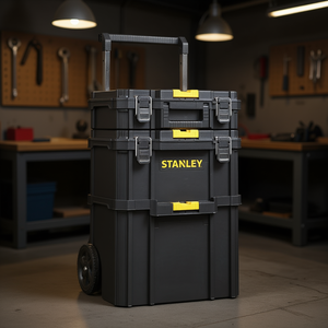 Boîte à outils modulaire Stanley à roulettes, 3 tiroirs, robuste, avec roues et poignée, pour usage en atelier - Product Image 3