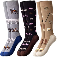 Chaussettes d'équitation pour femmes, hautes jusqu'au genou, respirantes, extensibles, pour bottes d'équitation, chaussettes longues imprimées mignonnes