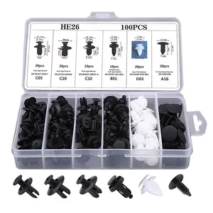 6 kích thước 100pcs tự động Fastener Clip hỗn hợp xe cơ thể đẩy người lưu giữ pin đinh tán Bumper cửa TRIM Bảng điều khiển người lưu giữ Fastener Kit