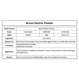 Dextrina Marrón de Grado Alimenticio en Polvo, Adhesivo Derivado del Maíz para Dulces, Panadería y Condimentos, Certificación ISO y Halal, Directo de Fábrica - Product Image 2