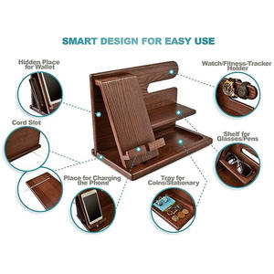 محطة لرسو السفن للهاتف من خشب الجوز الطبيعي من النوع القائم سهلة التركيب - Product Image 3