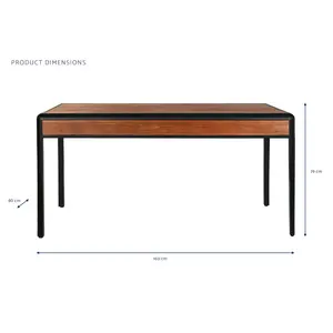 MESA DE COMEDOR DE METAL 160X80X79 PROF. 80 MARRÓN OSCURO - Product Image 6