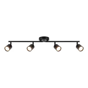 Etl Beursgenoteerde Zwarte 4-Gloeilamp Vervangbaar Met 4 8W Gu10 Lampen Led Plafond Spotlight Track Light Kit