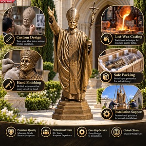 YOUFINE - Estatua de Bronce de Tamaño Real del Papa Juan Pablo II, Figura Religiosa Fundida a Mano, Escultura para Decoración de Jardín, Iglesia o Paisaje Exterior - Product Image 6