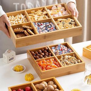 Bamboo <b>Storage</b> <b>Tray</b> 4 Compartment Square For Tea Dried Fruit Candy Snack Organizer - Product Image 3