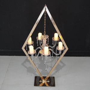 LANJO Luxury Diamond Shape Metal Candelabra <b>Stand</b> Acrylic <b>Crystal</b> Wedding Candle Drops Dining Tables Party Home Decoration - Product Image 3