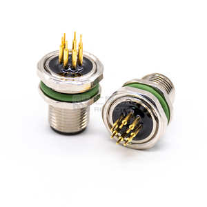 Carcasa de metal niquelado de latón, de 7 pines contactos dorados, montaje en PCB, conector de montaje en panel M12 - Product Image 2