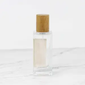 Produsen Botol Parfum 50Ml 100Ml Botol Kaca Wangi Persegi Panjang dengan Tutup Kayu
