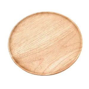 Multiple Sizes Available Japanese Household Solid Wood Plate Bamboo Wooden Round Fruit Snack Dessert Cake Candy Salad Plates