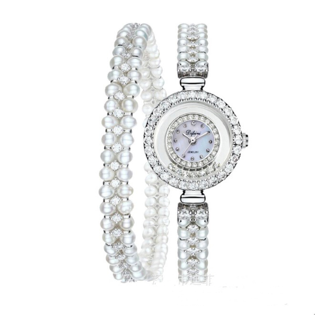 Wholesale OEM ODM Factory Luxury Casual Hour Vintage Pearl Clock Bracelet Stainless Steel Quartz Jewelry Wrist Watch for Ladies